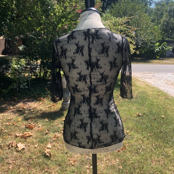 NWT Free People Black Shirt Lace Layered in Luxe Tee T-shirt T M Medium - Picture 7 of 8